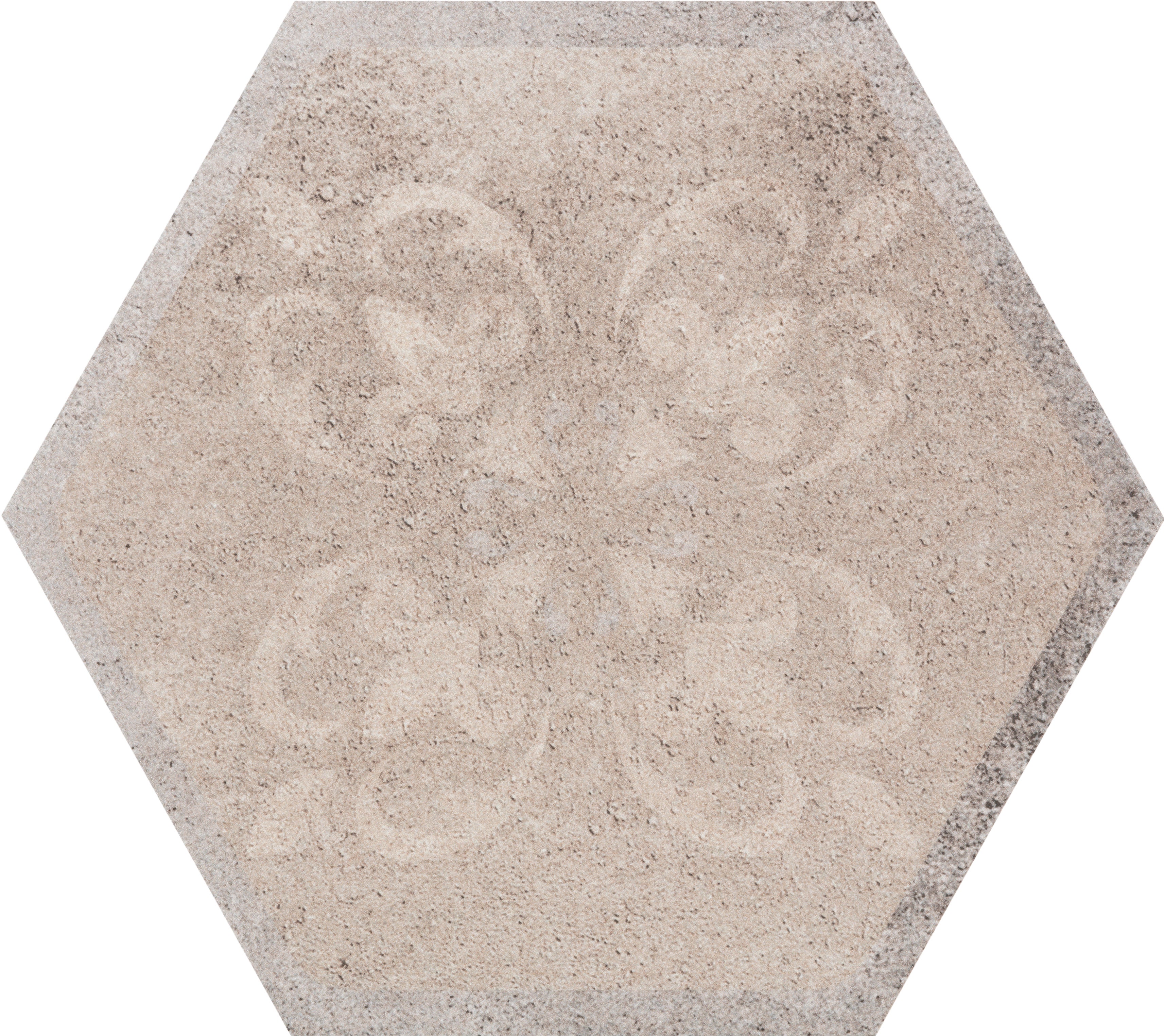 TOSCANA BACKSTAGE BEIGE DECOR (GPR) 25,8x29 Hexagone. Carreau de grès cérame effet ciment décoré aléatoirement 1m2/boîte - 2