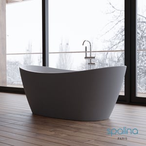 Baignoire îlot ovale NEROON 2.0 GRISE L. 170 x l. 80 cm, by SPALINA