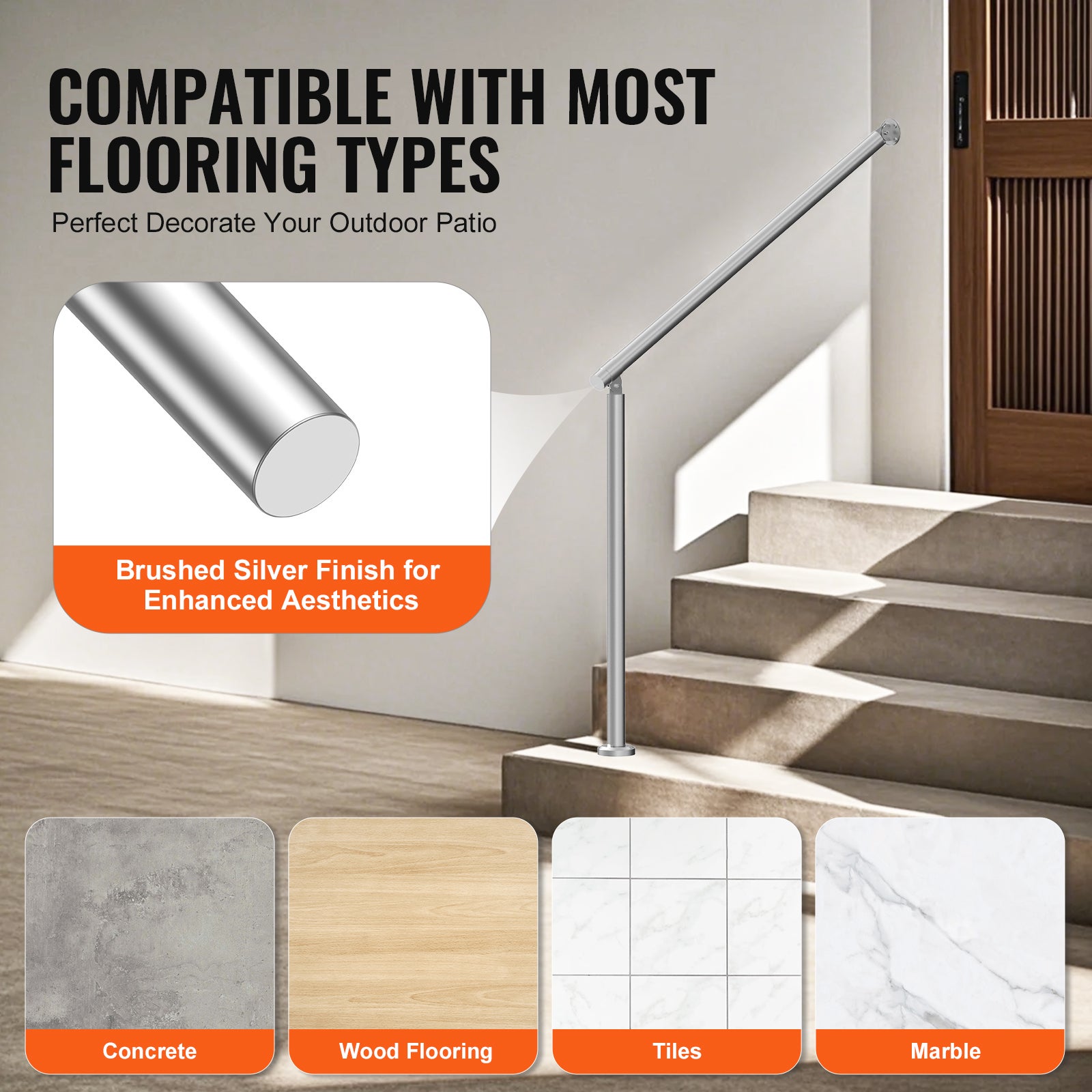 Garde-corps extérieur,VEVOR kit de garde-corps mural au sol de 39,4