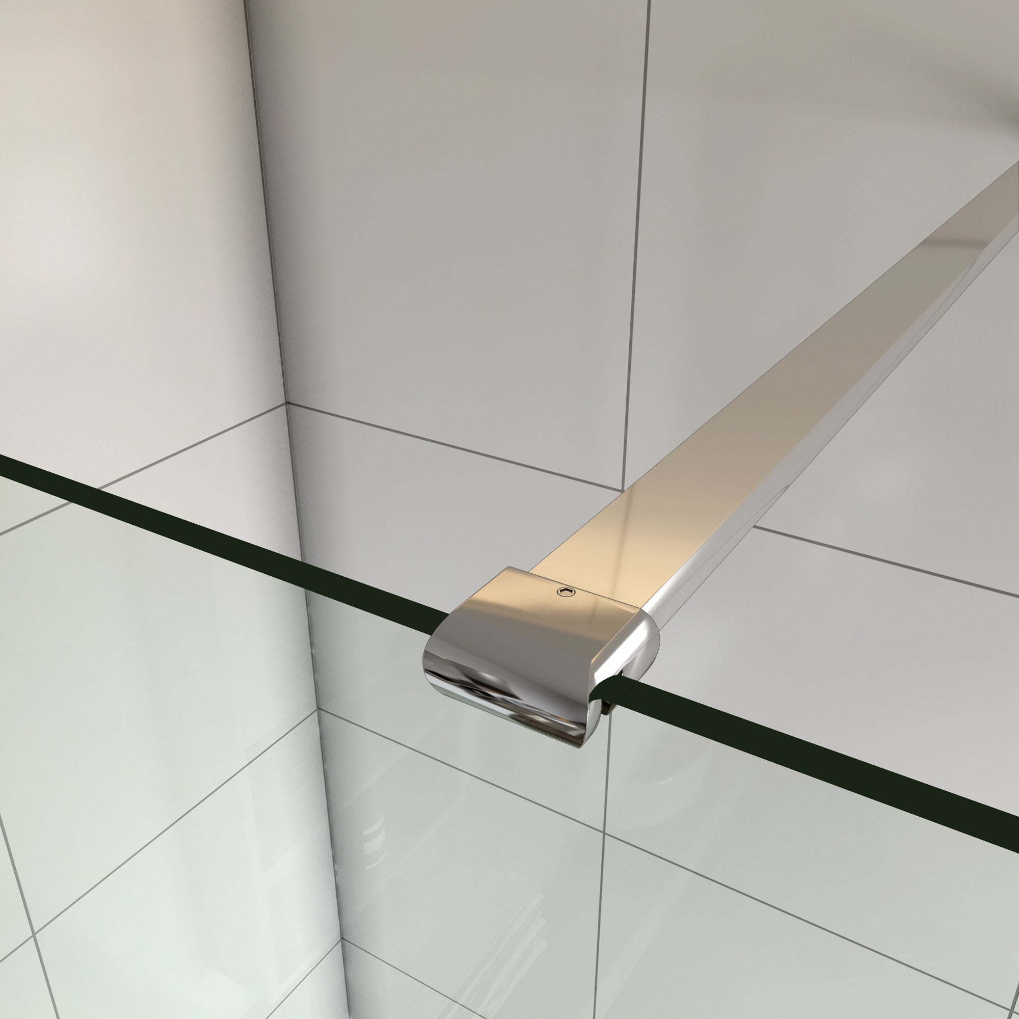 AICA Painel de duche Fixo de folha única Painel de Tela Fixa Vidro Anti-calcário 8mm com uma Barra de 90cm Tamanho(78-80)x200cm - 3