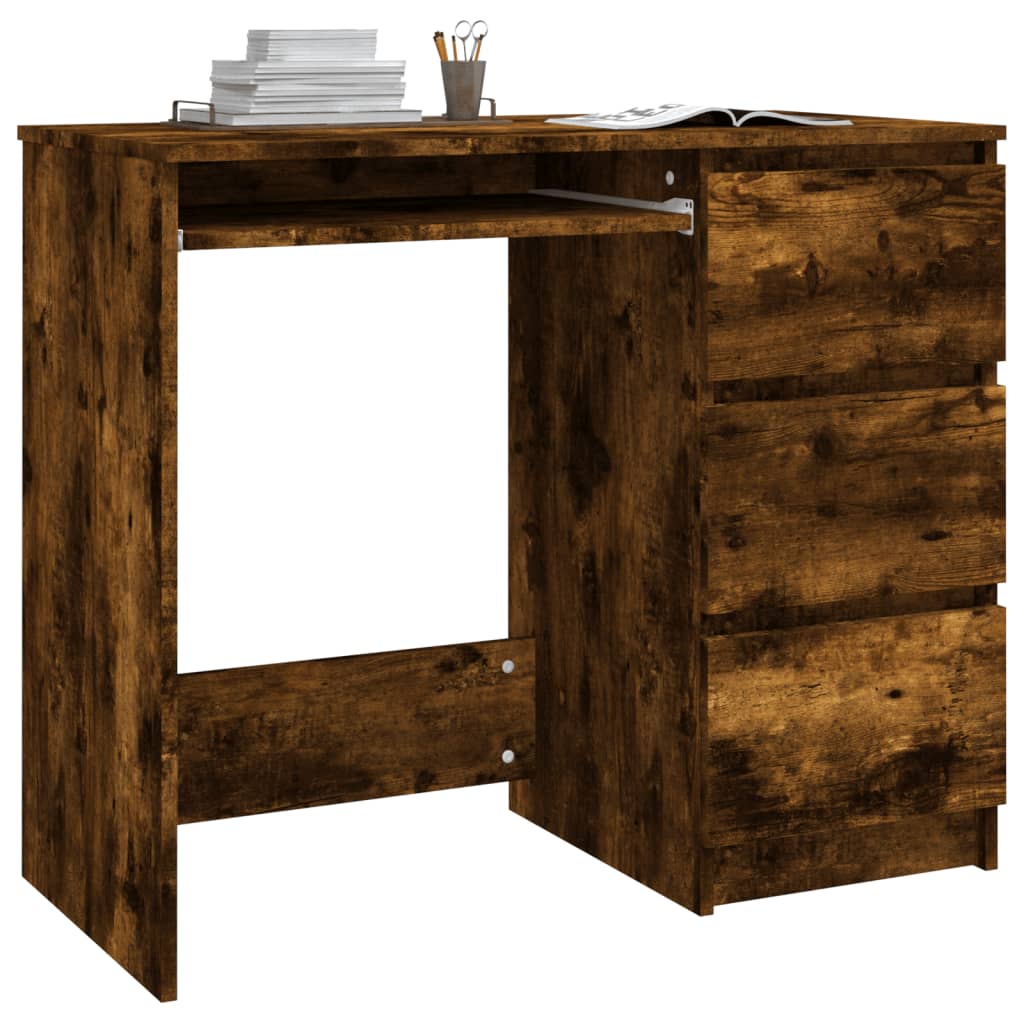Bureau，Table de travail，Table d'étude Chêne fumé 90x45x76 cm Bois d'ingénierie CWV13582 - 3
