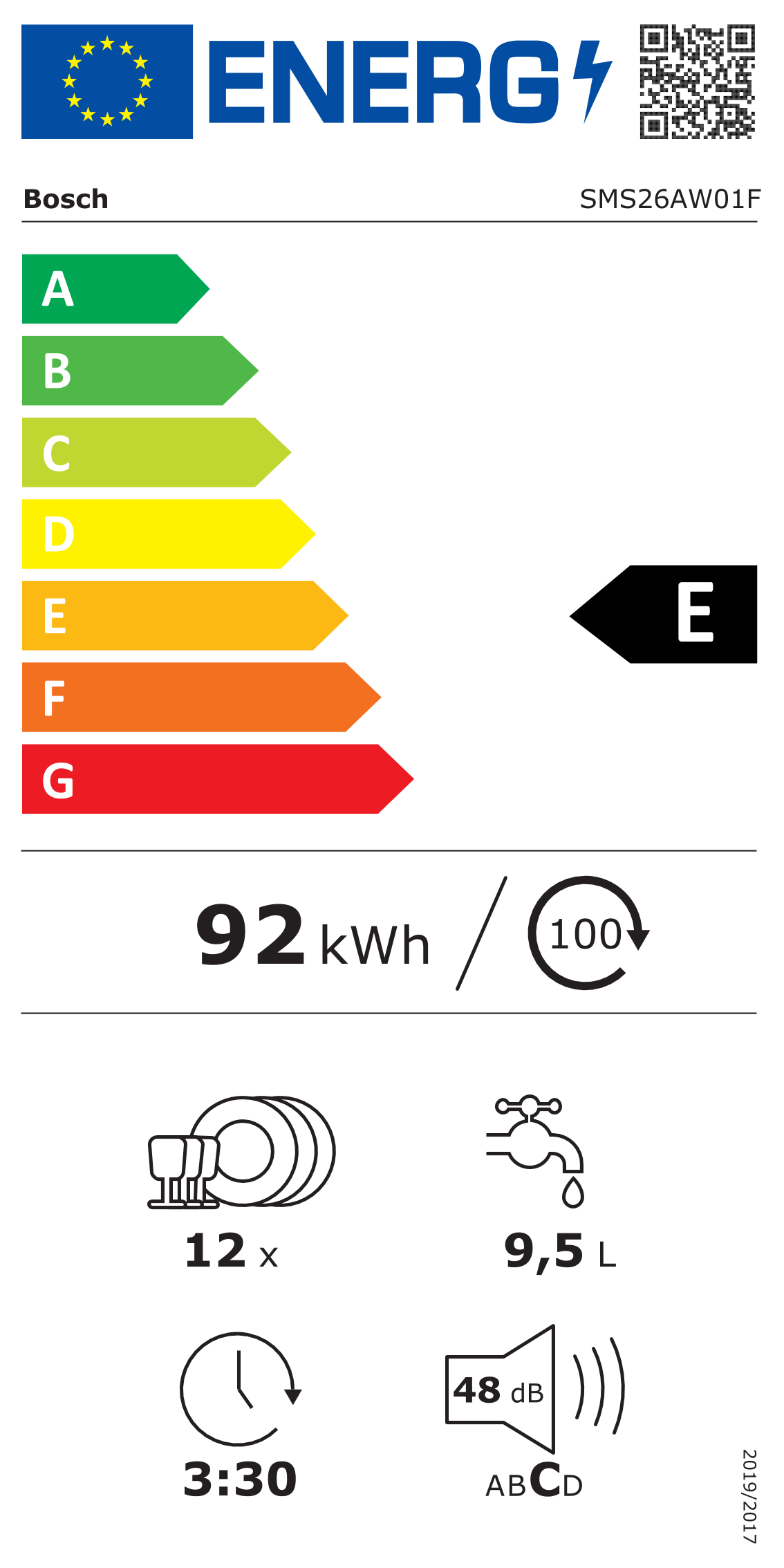 Lave vaisselle pose libre Bosch Serie 2 SMS26AW01F 60 cm 12 couverts blanc 48 dB - 8