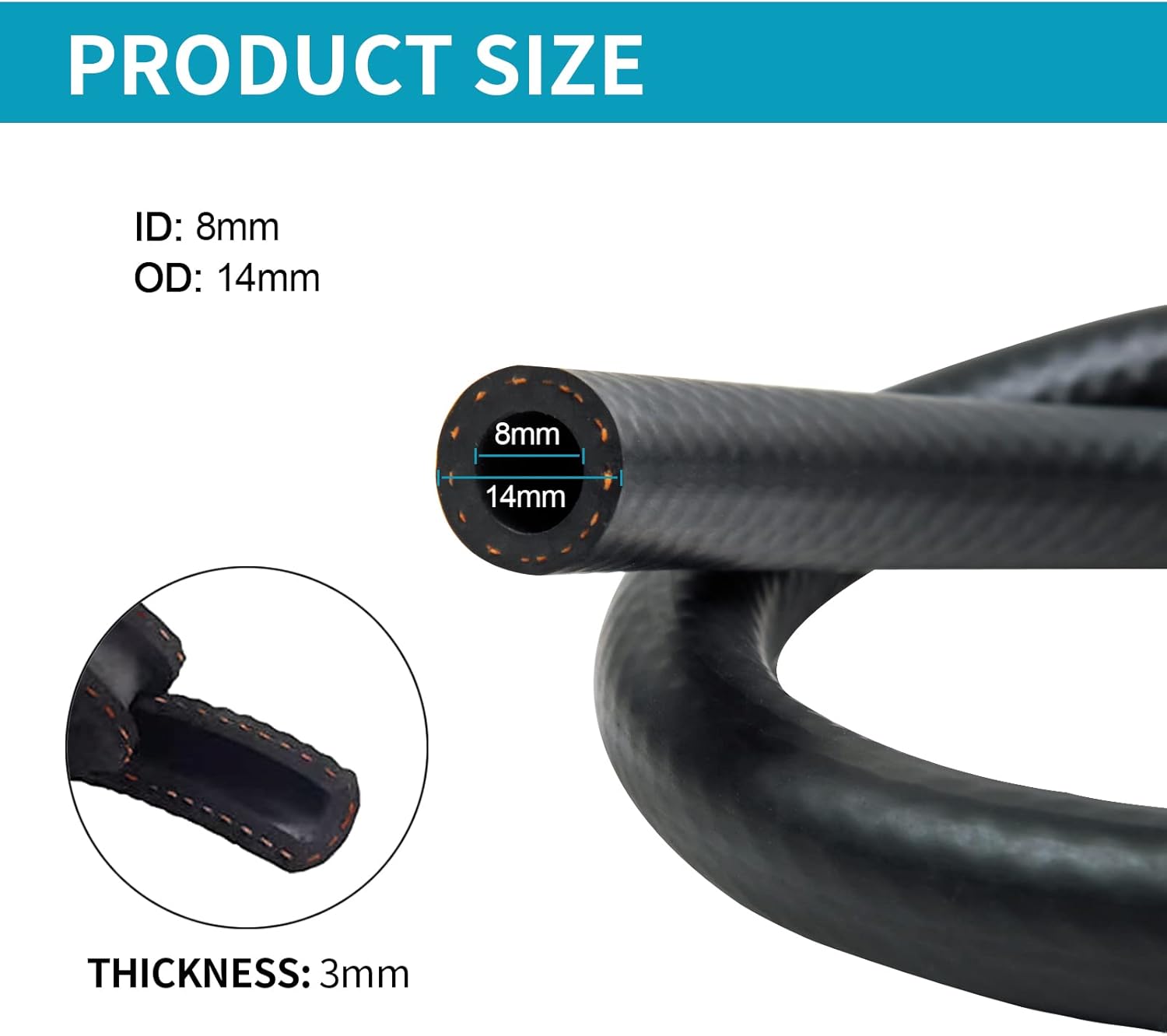 Kit tuyau à essence 1/4 avec filtre à essence de 2 m de diamètre 6 mm, filtre à essence 6 mm/8 mm, colliers de serrage pour voiture, moto, tondeuse à gazon, scooter