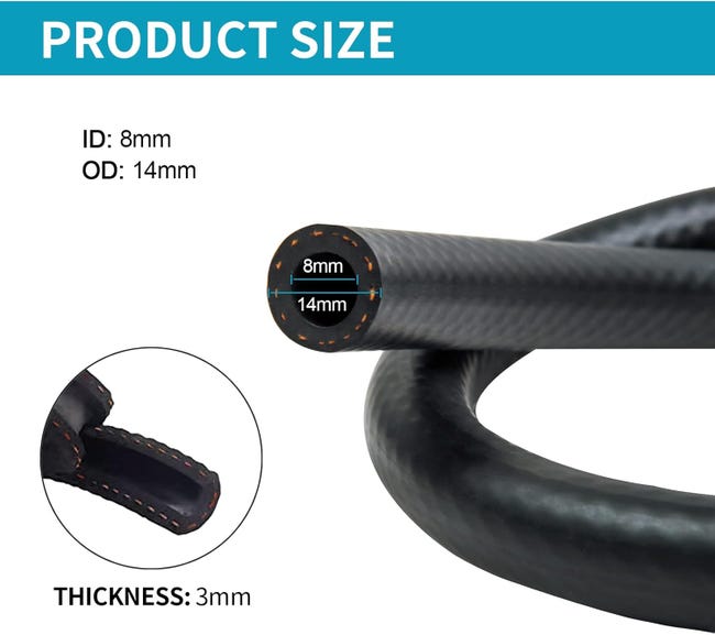 Kit tuyau à essence 1/4 avec filtre à essence de 2 m de diamètre 6 mm, filtre à essence 6 mm/8 mm, colliers de serrage pour voiture, moto, tondeuse à gazon, scooter Kit tuyau à essence 1/4 avec filtre à essence de 2 m de diamètre 6 mm, filtre à essence 6 mm/8 mm, colliers de serrage pour voiture, moto, tondeuse à gazon, scooter