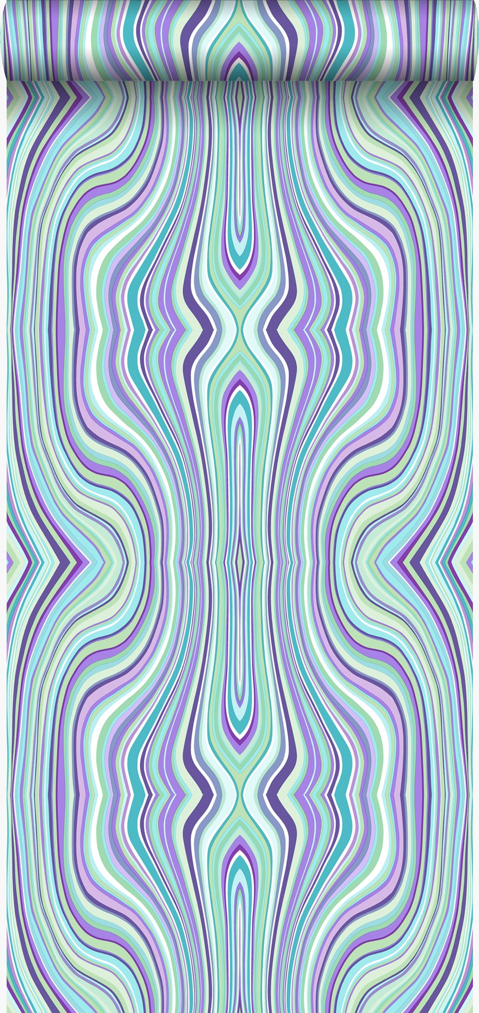 Tapeta linie graficzne turkusowymIfioletowym - 53 cm x 10.05 m - ORIGIN