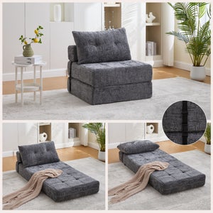 Divano Letto Pieghevole INRLKIT – Trasformabile, Materasso Da Pavimento 195x66 Cm, Con Tasca Laterale E Borsa Trasporto, Grigio