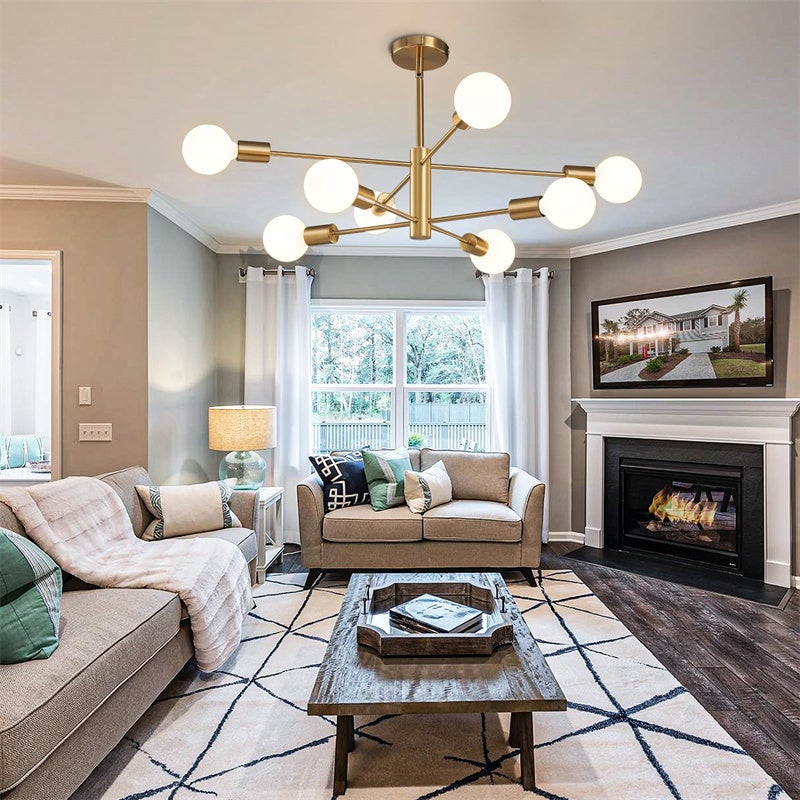 Lampadario moderno Sputnik, plafoniera, con attacco E27, lampadina non inclusa, lampada Sputnik per soggiorno - 6