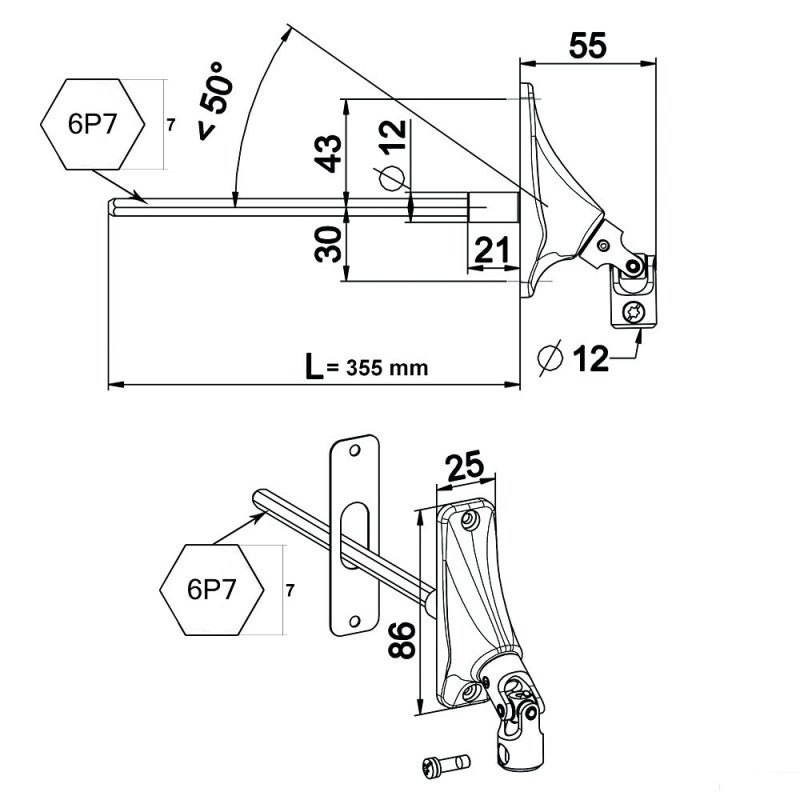 Sortie de caisson volet roulant embase étroite 6P7 à 90° - 2