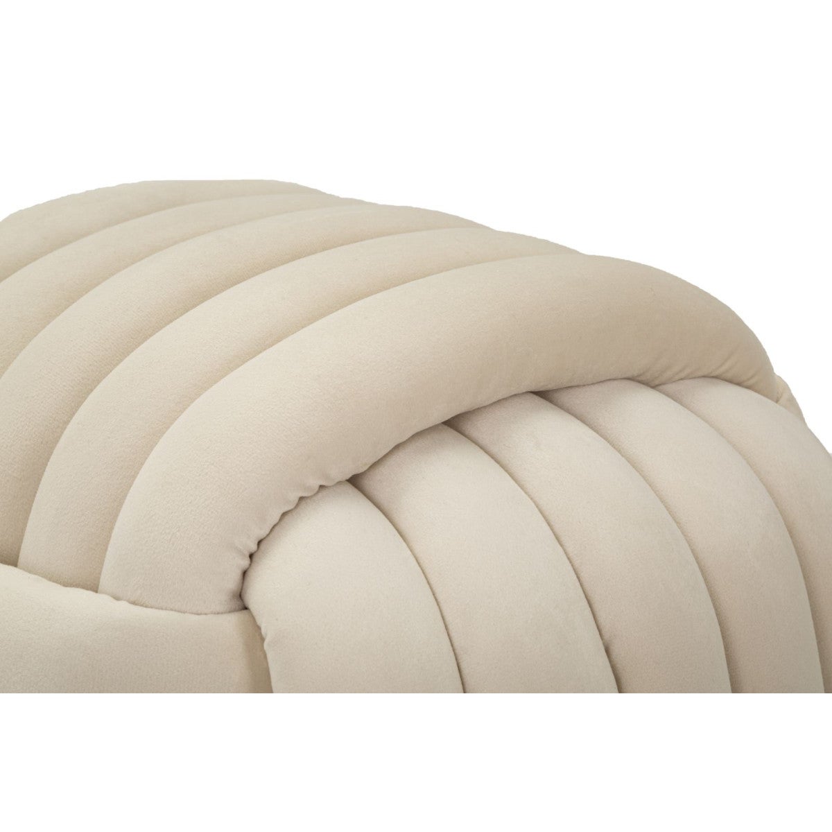 Pouf design intrecciato imbottito in velluto stile moderno Softy - Crema - 4