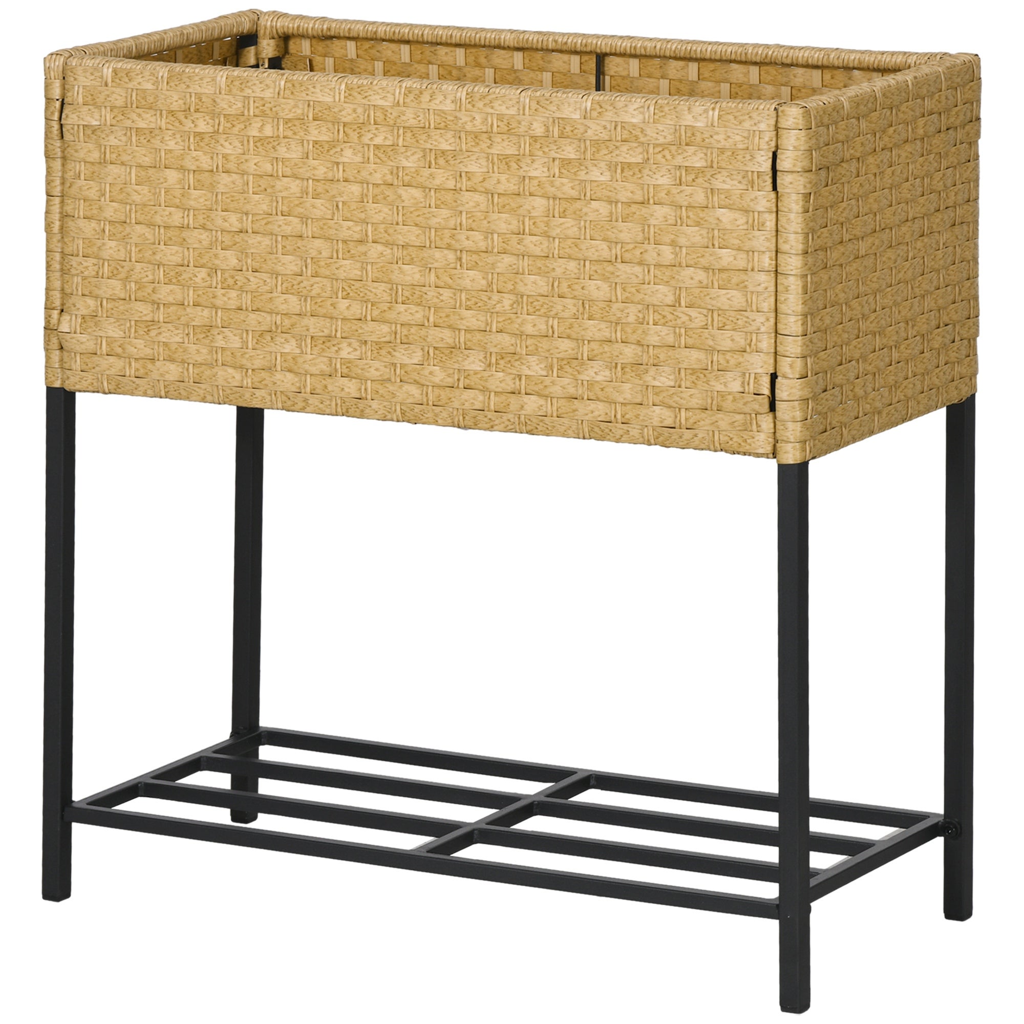 Esschert Design Jardinière Surélevée En Bois Avec Étagère - Naturel Taille S - Idéale Balcon Et Terrasse