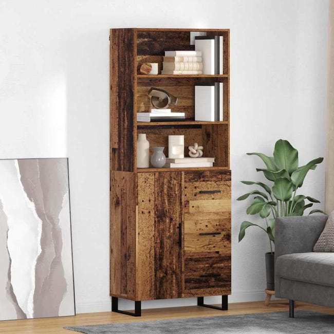 Haut Armoire avec tiroir 2 pcs Bois ancien Bois d'ingénierie | Leroy Merlin