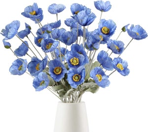 SNAIL GARDEN 8 pezzi di anemoni di papavero artificiali, 22 /56 cm stelo lungo papaveri di seta finta fiore fiori di papavero di mais finto per la