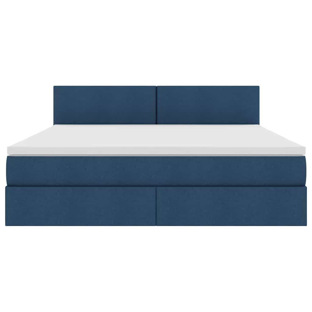Lit avec rangement et matelas bleu 180 x 200 cm en velours - 7