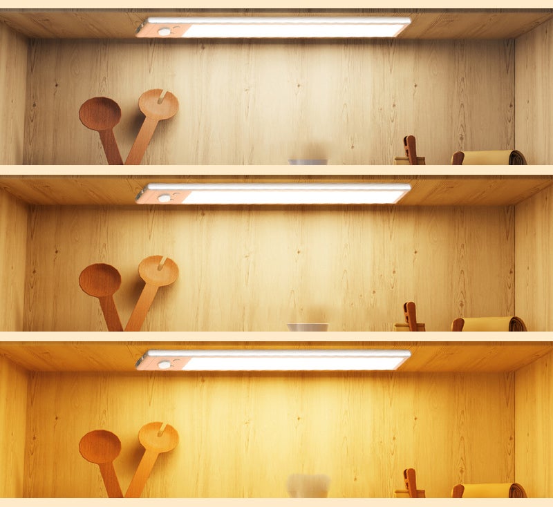 Iluminación magnética para armarios, inalámbrica, regulable, ideal para cocina y escaleras, 30 cm, luz tricolor - 7