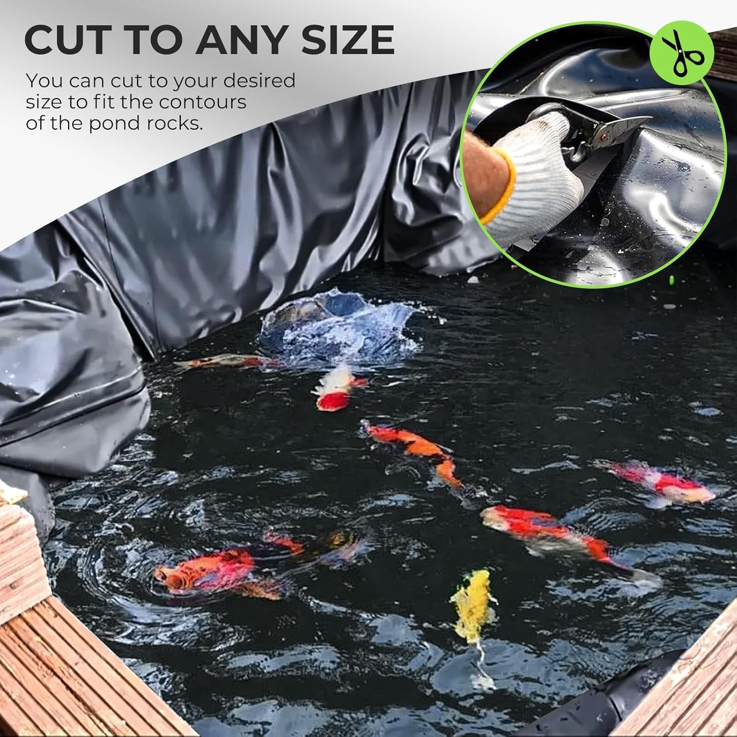 FULEADTURE Bâche pour bassin, 300*400cm, membrane imperméable pliée, adaptée à l'élevage de poissons ou de koï, base de cascade, fontaines. - 5