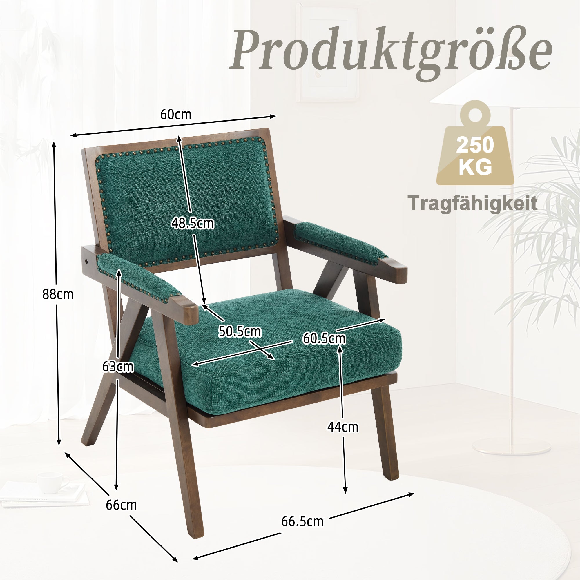 Fauteuil lounge moderne (tissu) : 1-place avec accoudoirs, structure bois, méridienne rembourrée. Salon/chambre/bureau/séjour. - 7