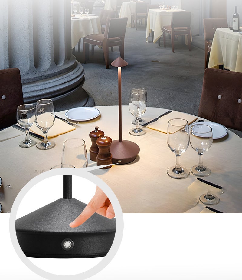 Lot de 2 petites lampes de table sans fil rechargeables portables, intensité variable 3 températures de couleur, parfaites pour les salons, marron - 4