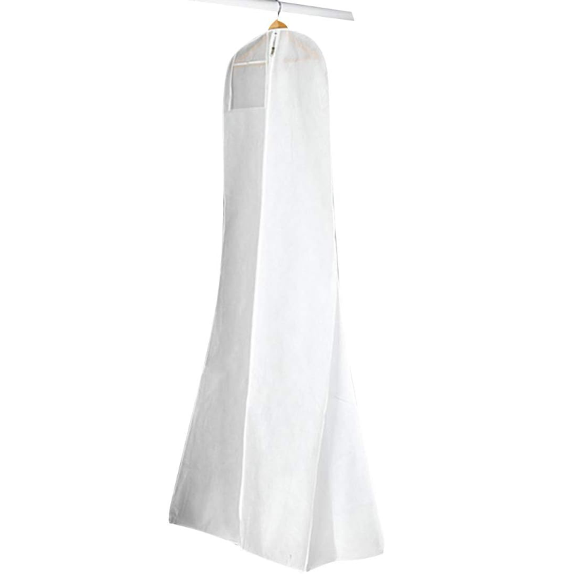 Torba wisząca do przechowywania sukni ślubnej, zapinana na zamek, pyłoszczelna, biała