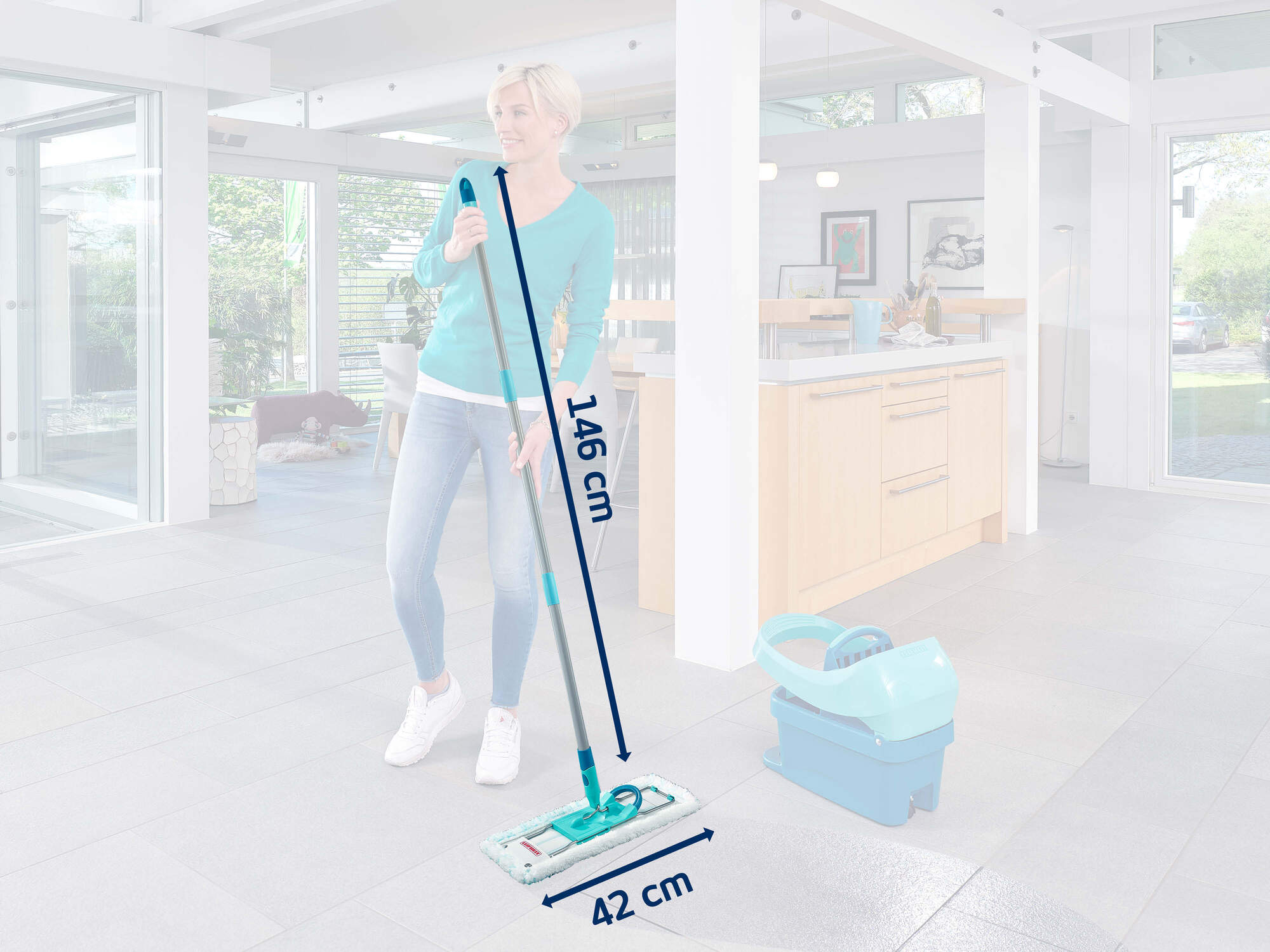 Leifheit balai serpillère Profi XL 55397, balai à plat 42cm avec housse micro duo et supderduster, tête pivotante à 360° - 6