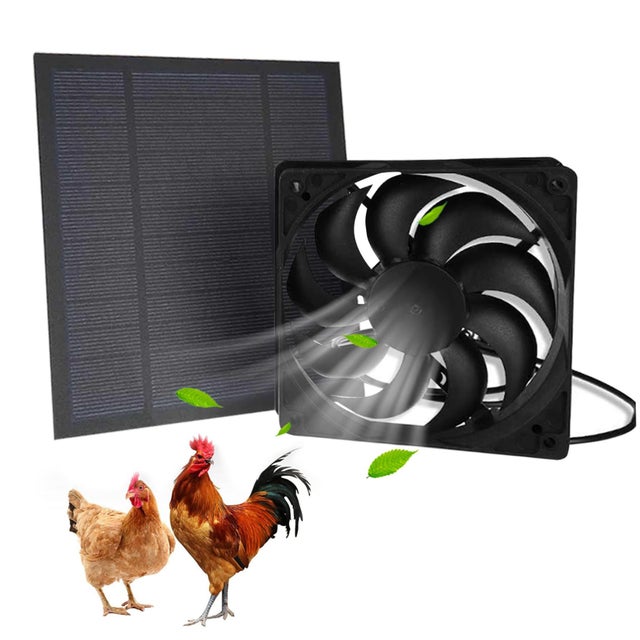 Ventilador extractor portátil con energía solar (6W) con panel solar, adecuado para invernaderos y gallineros.