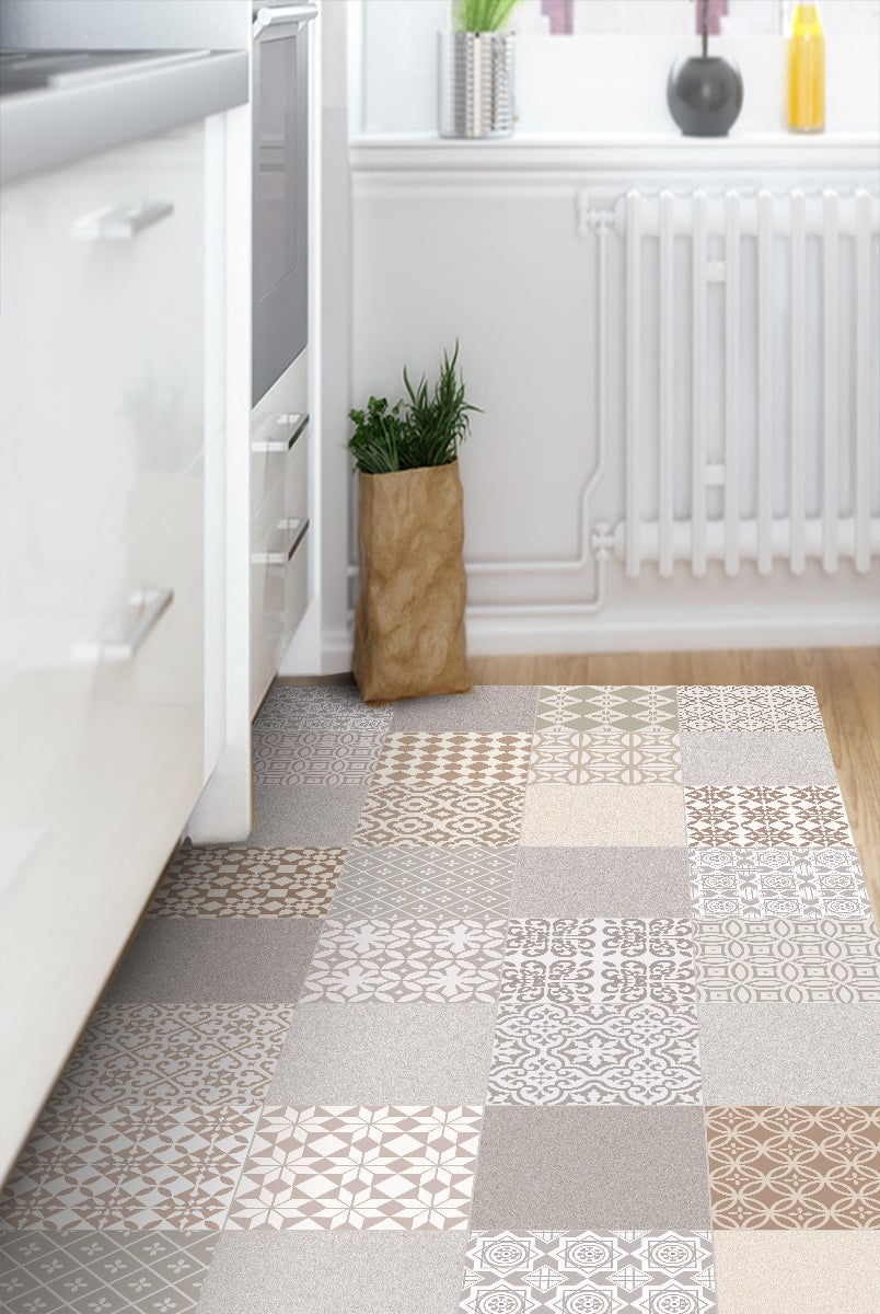 Tapis antidérapant en vinyle Rossana sand 66x150 cm - PVC imprimé, lavable, ignifuge, pour le salon ou la cuisine, style hydraulique - 2