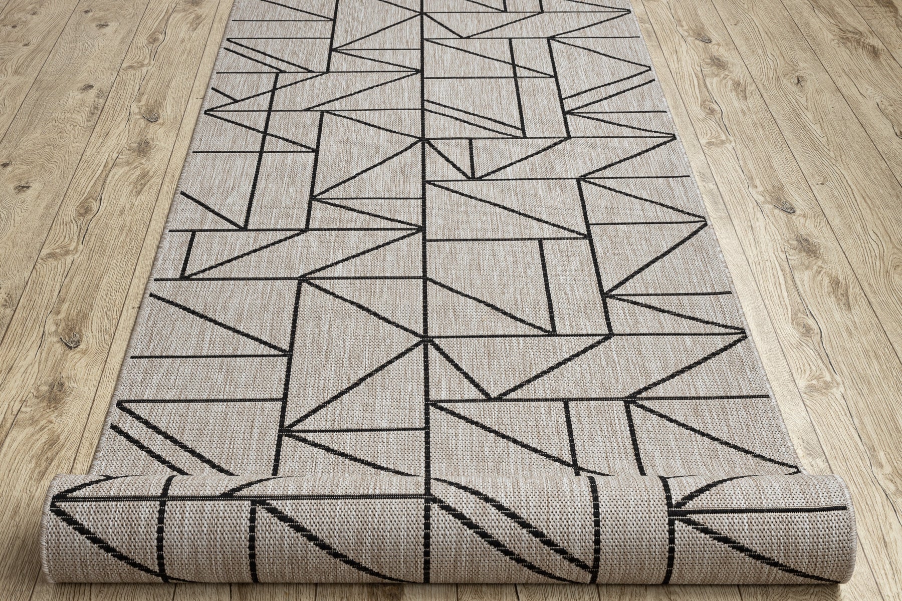 PASSATOIA SIZAL FLOORLUX disegno 20605 TRIANGOLI, GEOMETRICO argento / nero 80 cm 80x410 cm - 5