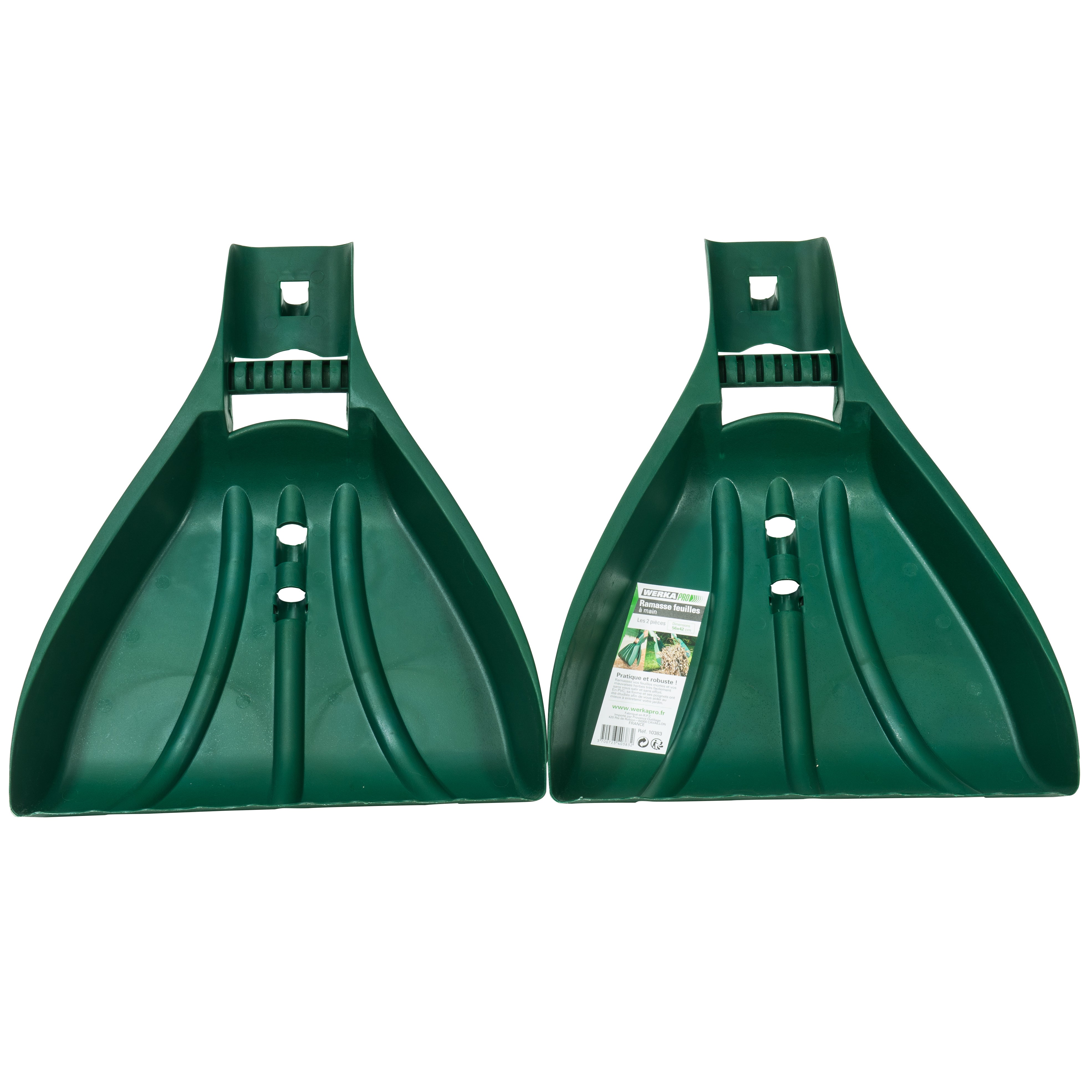 Ramasses feuilles main WERKA PRO vert PVC avec poignees lot de 2 - 2