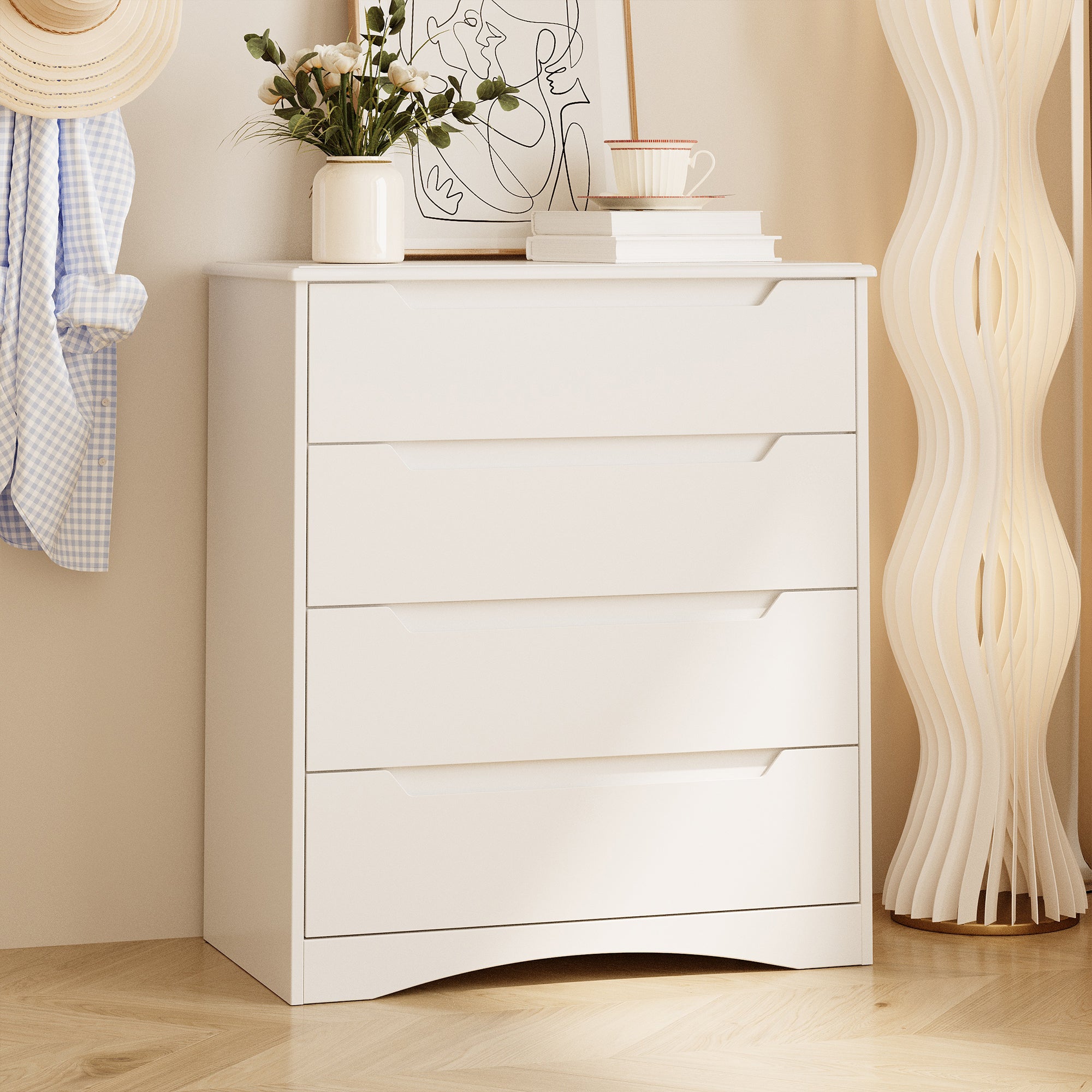 Commode 4 Tiroirs Chiffonnier Blanc 72 x 41 x 82 cm Bealife - 4