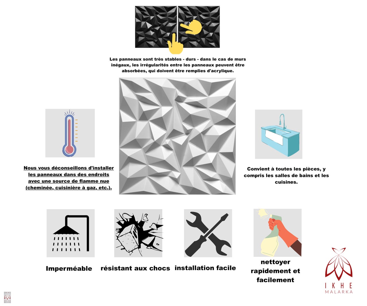 12 Plaques Murales 3D en PVC – 3 m² – Effet Diamant – Panneaux Décoratifs pour Murs et Plafonds – Idéal Salle de Jeu / Intérieur - 4