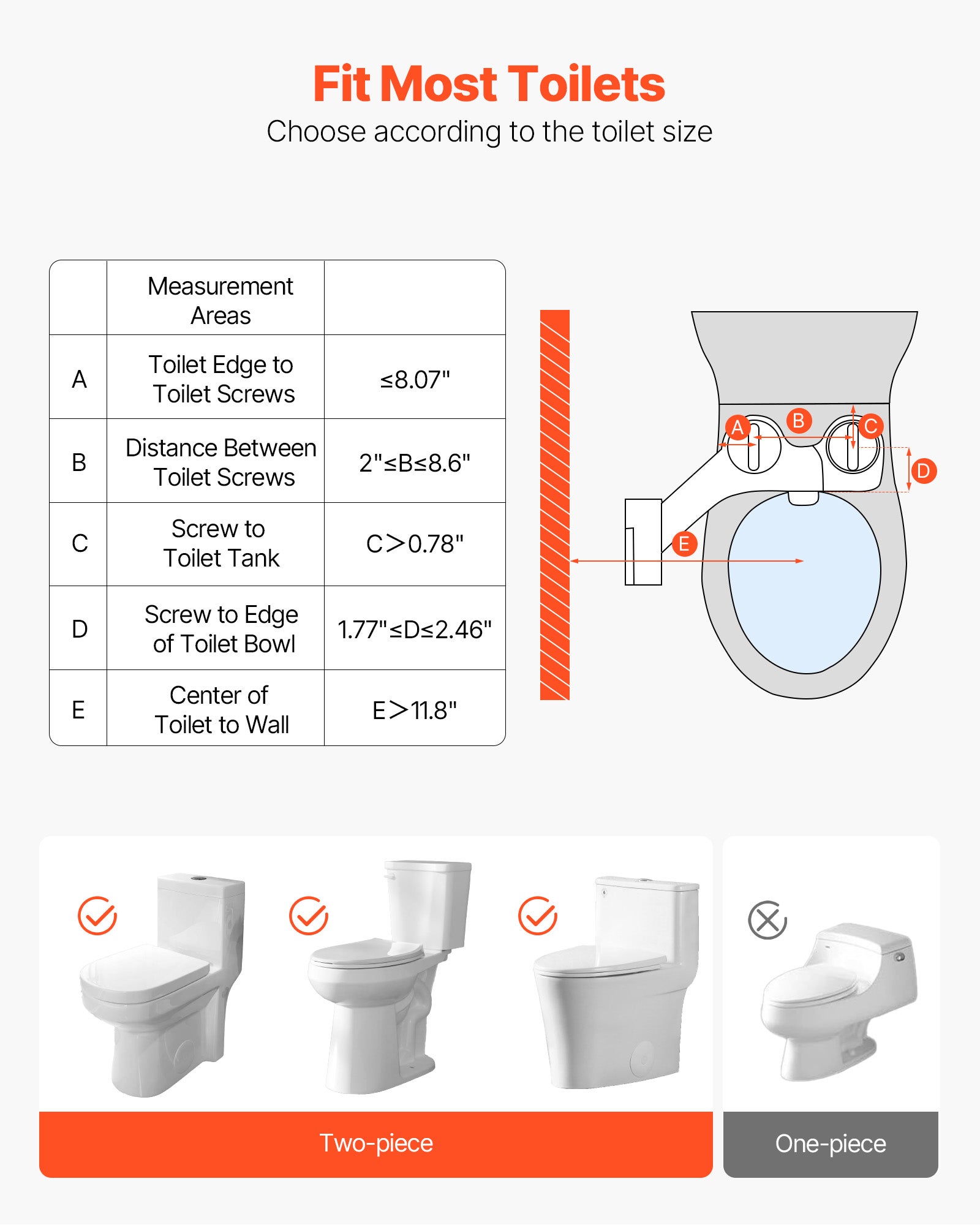 Pulvérisateur Bidet VEVOR Non Électrique, Accessoire pour Bidet Toilette Ultra Fin de 7 mm, Pression d'Eau Réglable, Doubles Buses Rétractables - 5