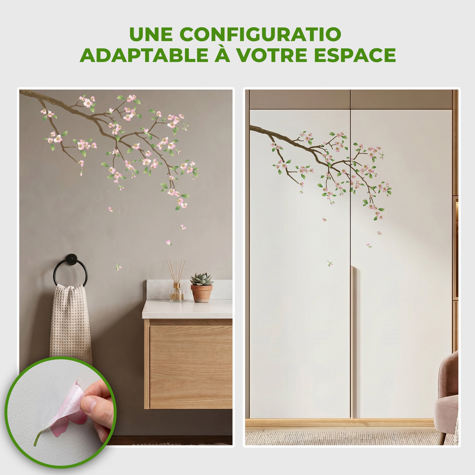 Stickers Muraux décoration adhésifs Cerisier en fleurs - 7