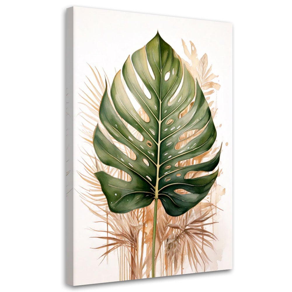 Obraz na płótnie liść monstera akwarela zielony natura 80x120