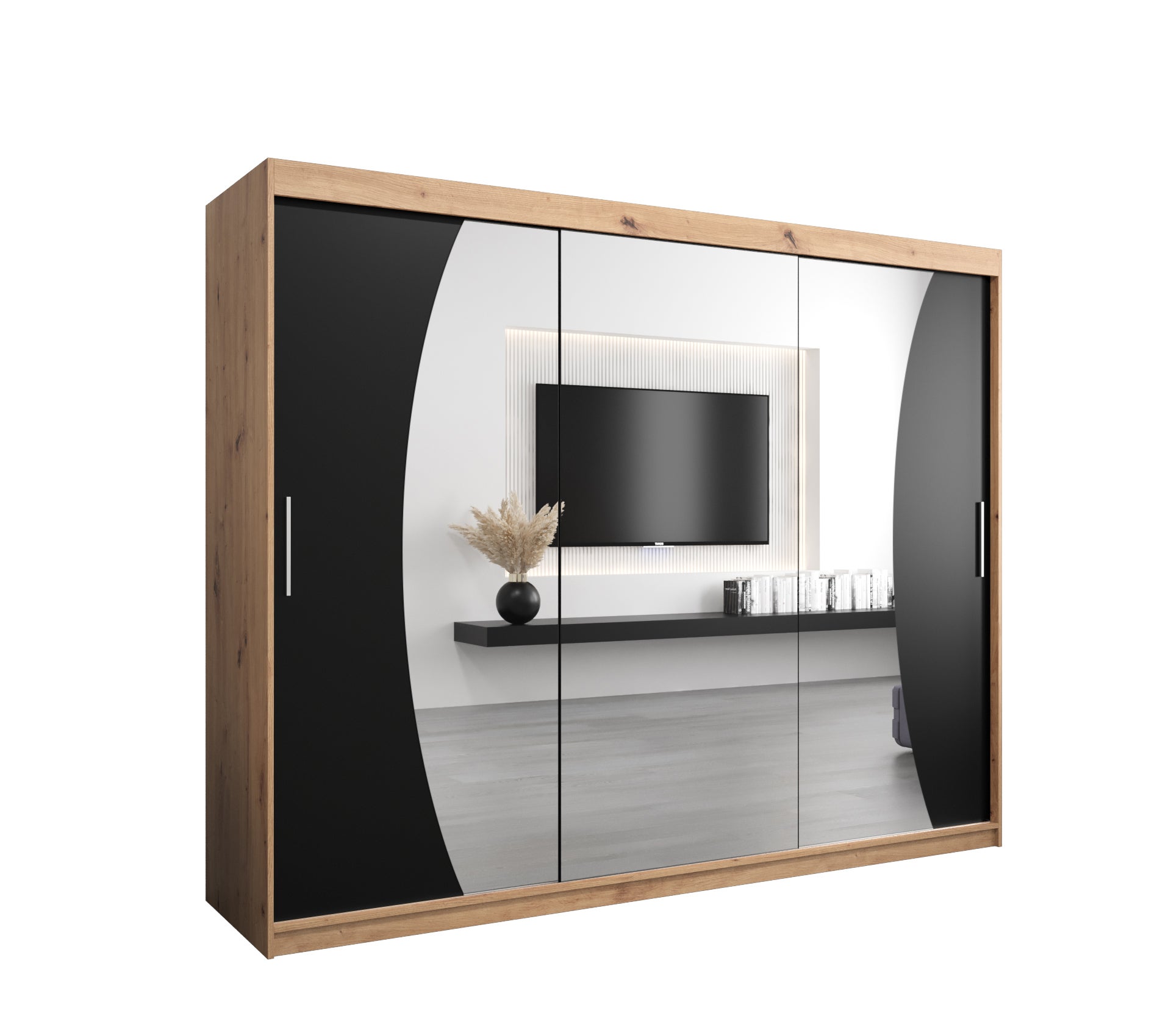 Szafa przesuwna garderoba WAVE 250 x 62 x 200 cm Artisan + Czarny - Abiks Meble