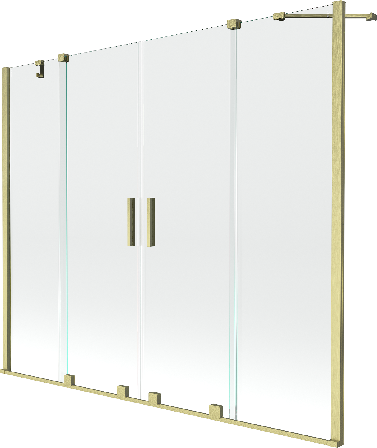 Mexen Velar Duo parawan nawannowy 2-skrzydłowy rozsuwany 170 x 150 cm, transparent, złoty szczotkowany - 896-170-000-02-55
