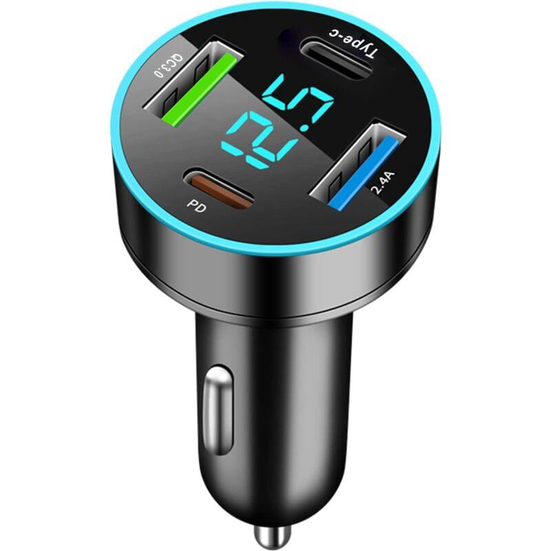 Ładowarka samochodowa USB z portami do zapalniczki Szybka ładowarka USB zapalniczki samochodowej Dual Gniazdo USB zapalniczki woltomierzem LED czarna