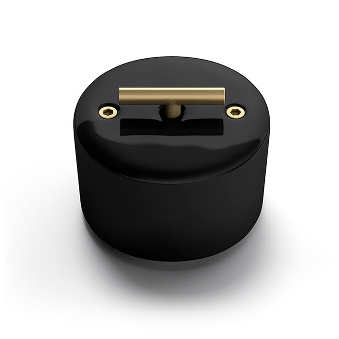 FONTINI Va Et Vient Porcelaine Noire - Carcasse Bronze Et Manette Laiton DIMBLER - Design Arts Nouveaux