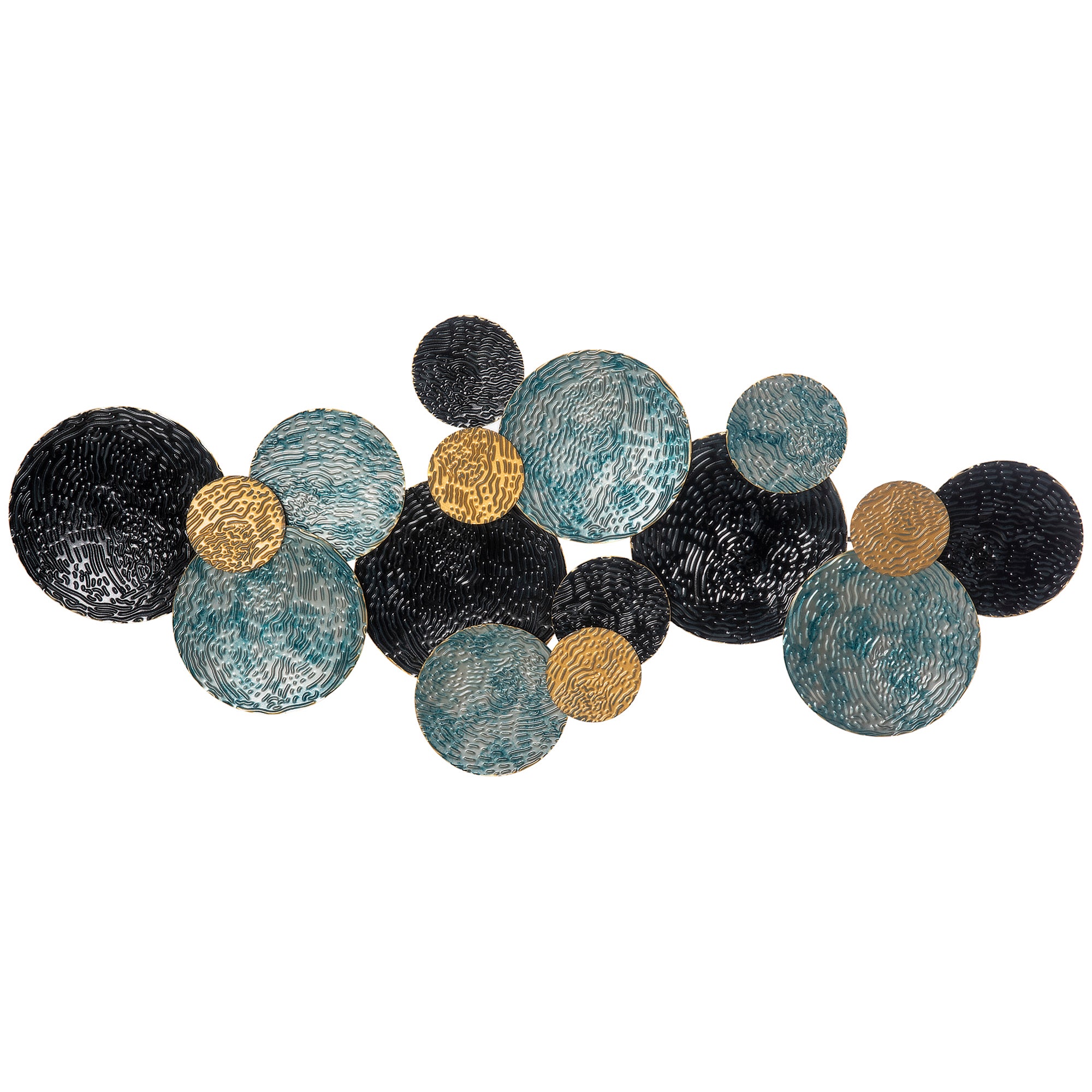 Art Mural Moderne - Trio D'agate Bleue Encadré 13x34 Pouces, Géode Plaqué Or