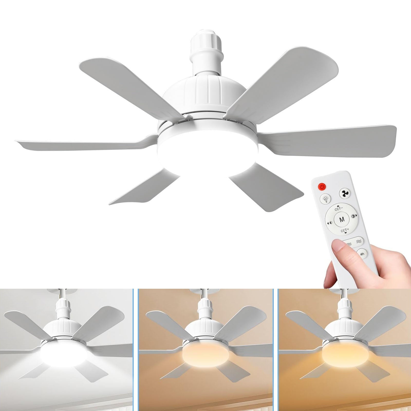Ventilatore da soffitto RGB da 47 cm con luce, ventilatore da soffitto dimmerabile con attacco