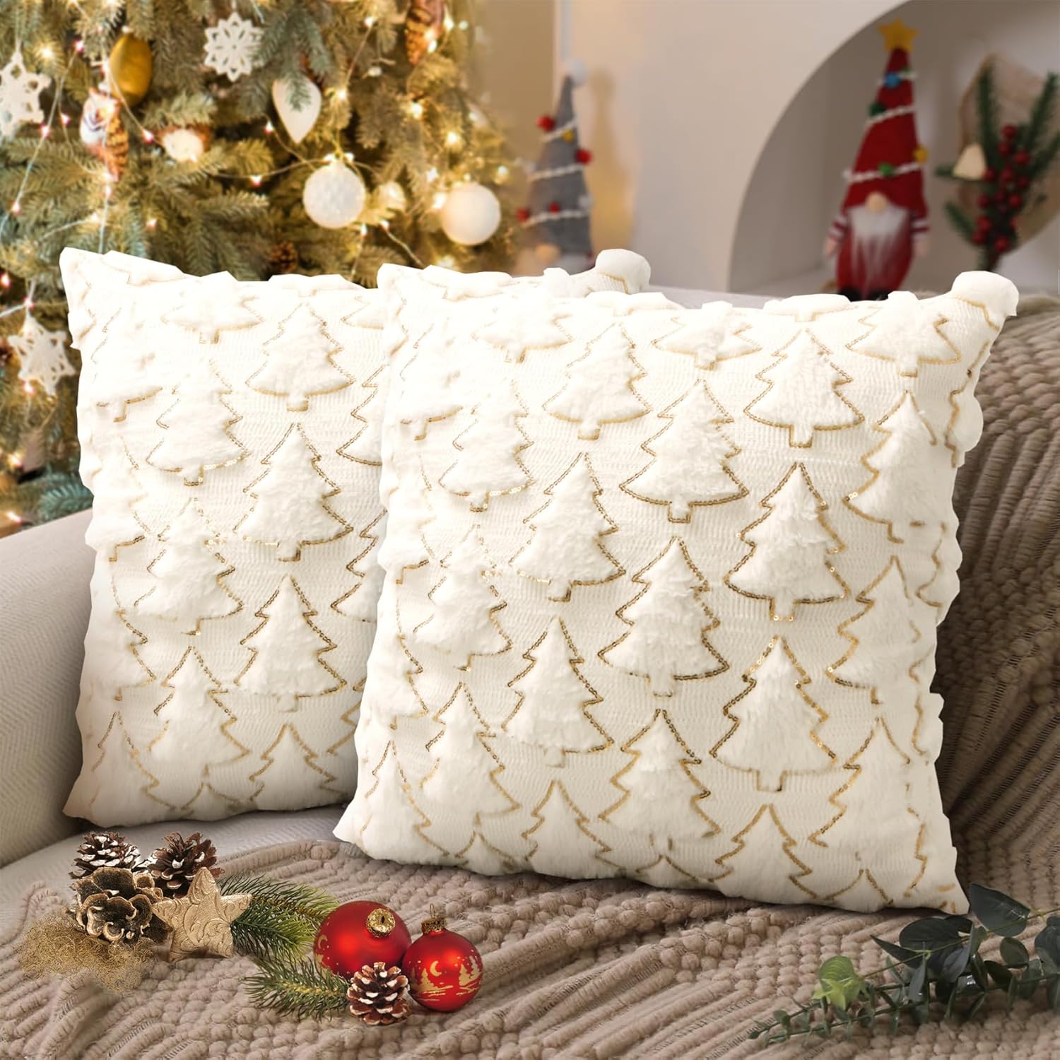 Set di 2 morbide federe decorative per cuscini in stile bohémien, rustico e neutro, per sedie, divani e camere da letto, 45,7 x 45,7 cm, nero | Leroy Merlin