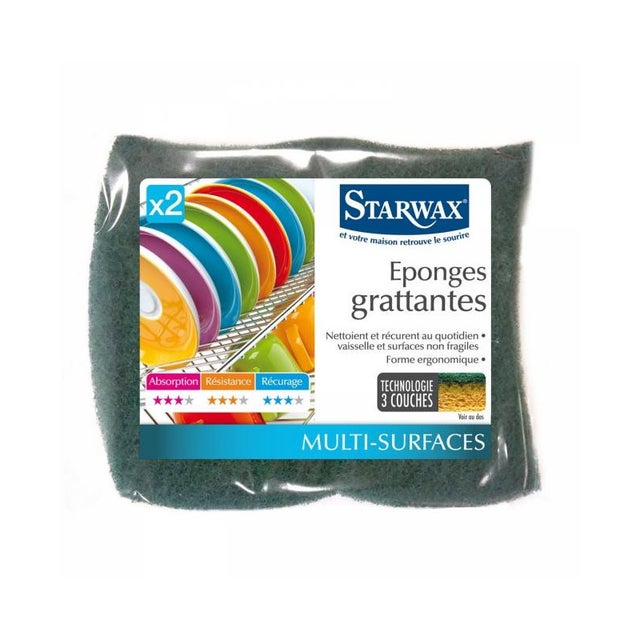 Éponges grattantes multi-surfaces 3 couches x2 STARWAX