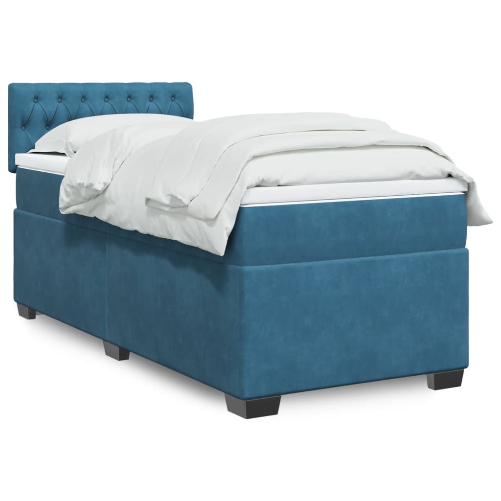 Sommier à lattes de lit avec matelas Bleu foncé 100x200 cm — COMFORTXL - 2