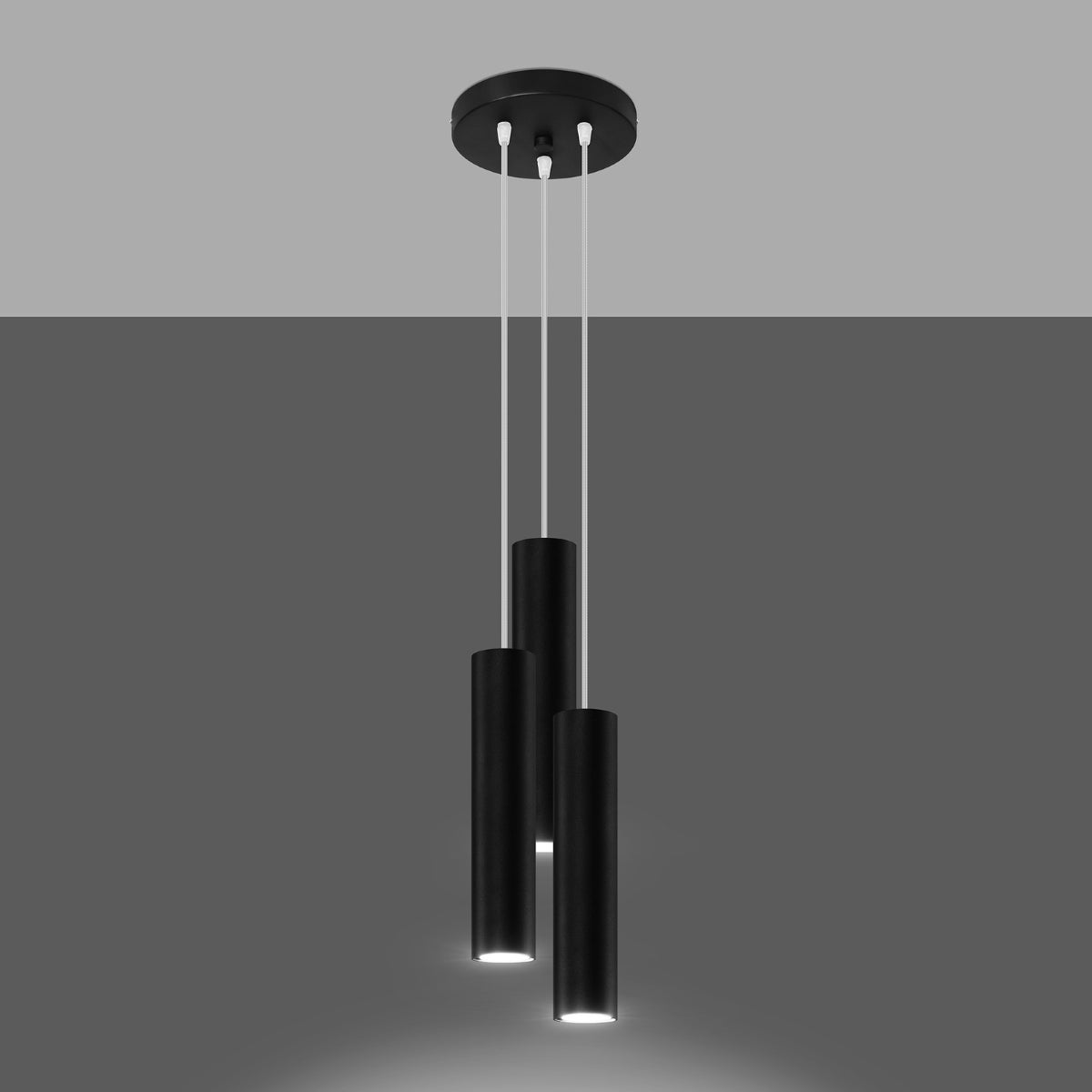 Lampa wisząca TORIS 3P czarny LED 3000K - 20x20x110cm Sollux