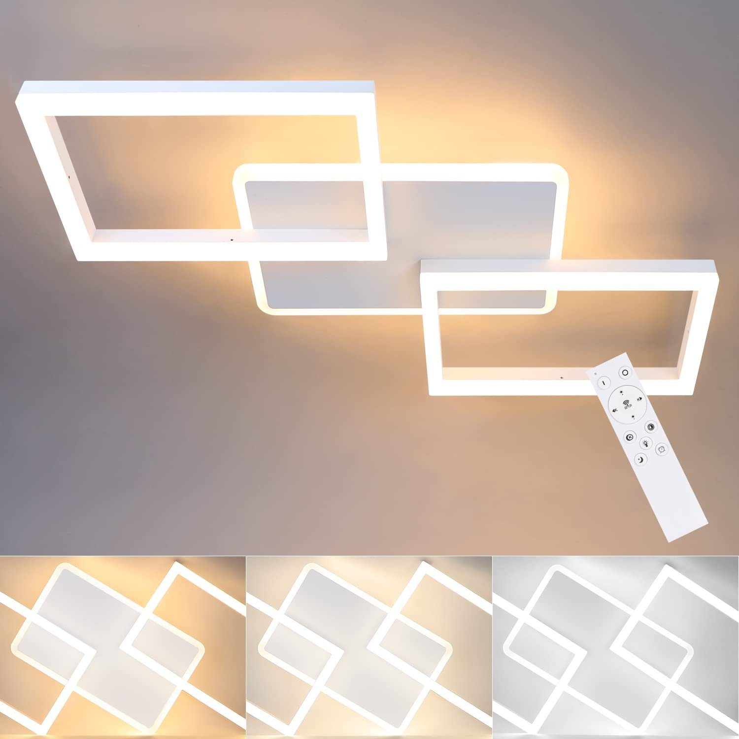 ZMH Lampa sufitowa w kształcie rombu 48W, ściemnialna, do sypialni