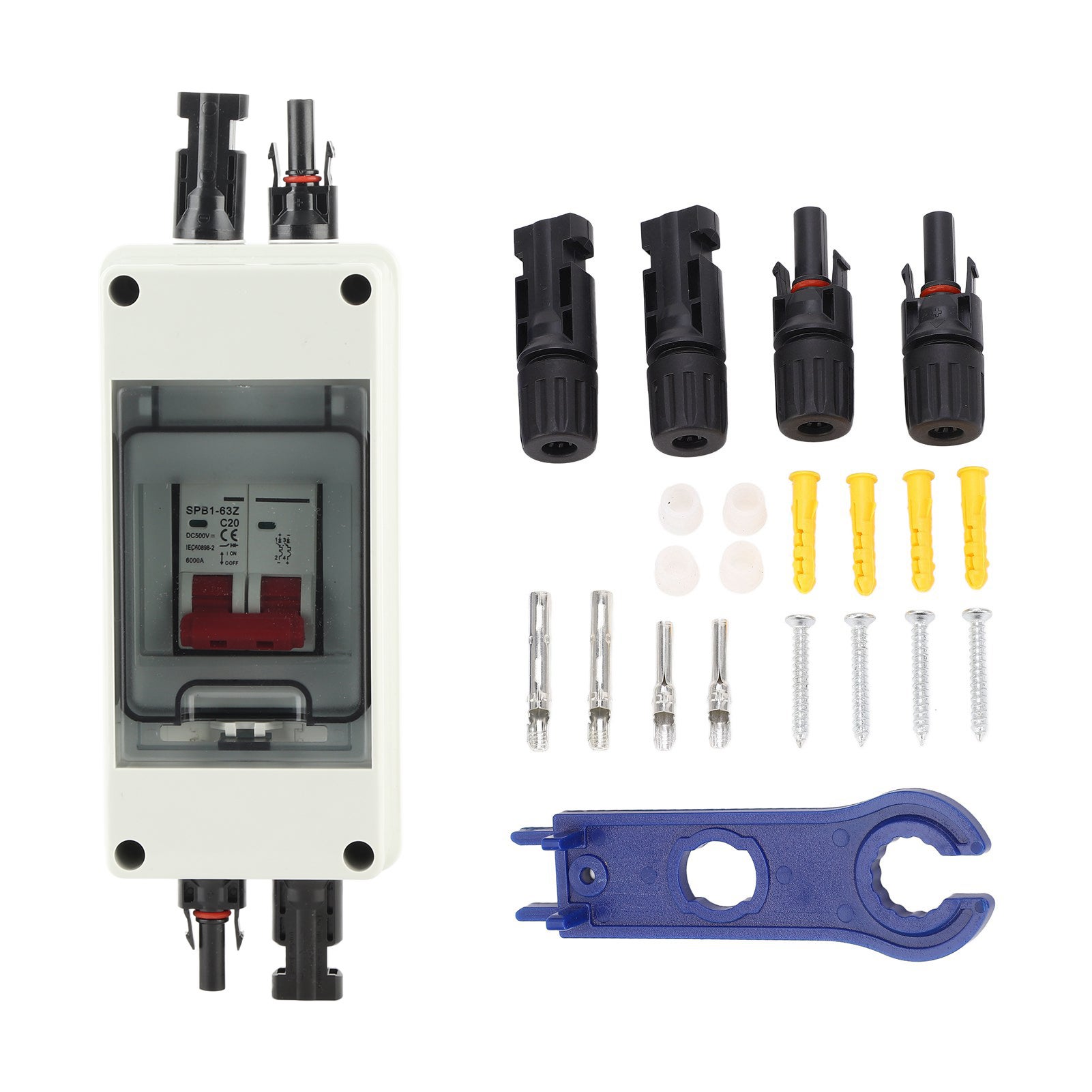 Miniaturowy wyłącznik obwodu solarnego z wodoodporną skrzynką rozdzielczą IP65, wyłącznik rozłączający PV DC500V 20A