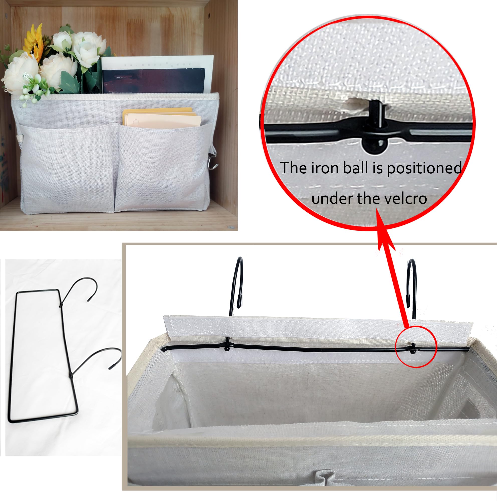 1 Panier De Rangement Suspendu Au Chevet, Sac De Rangement Suspendu Avec 3 Poches Pour Lits Superposes Dortoirs Barrieres De Lit 99135157