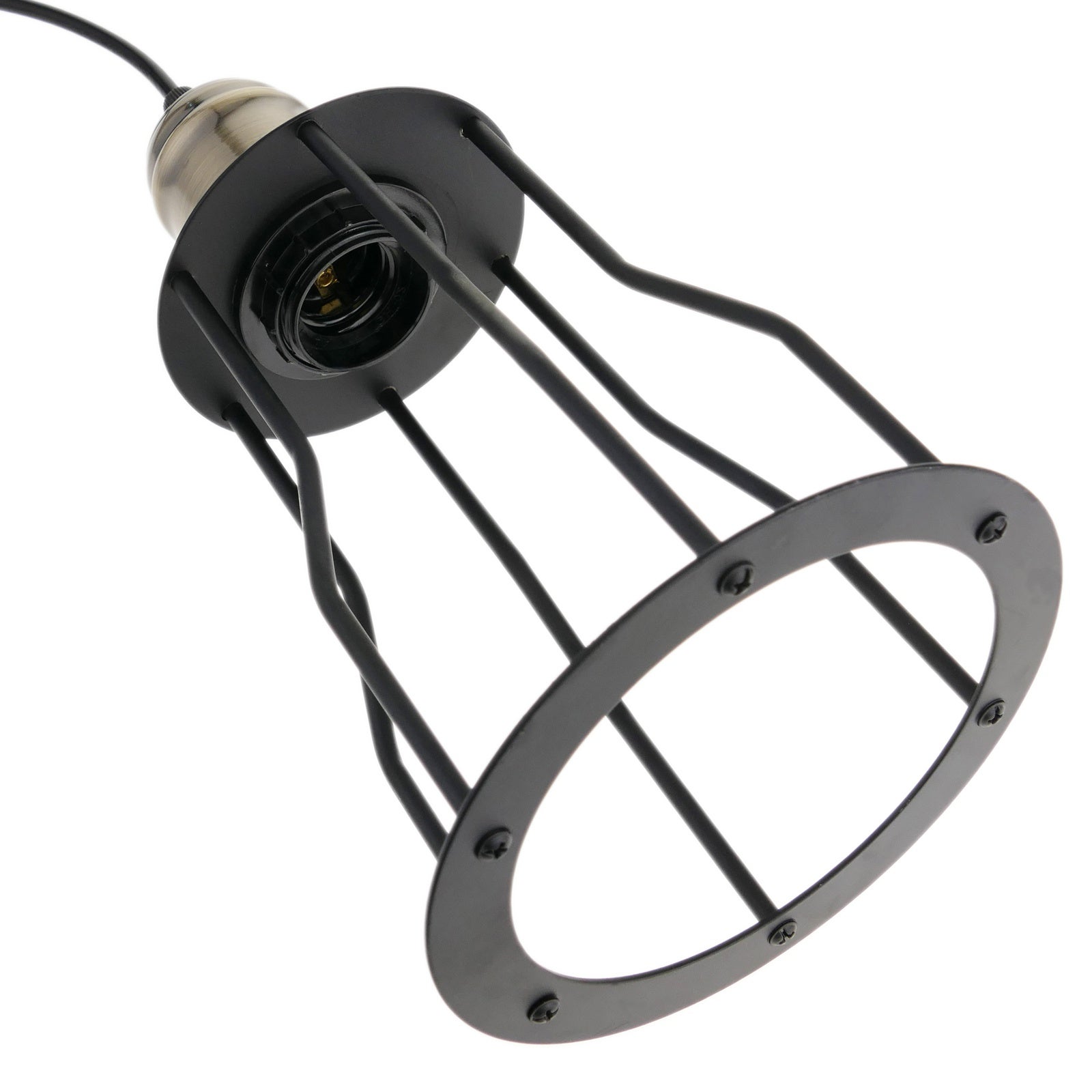 Lampadario a sospensione con gabbia lunga E27 8 lampadine 3m cavo nero - 3