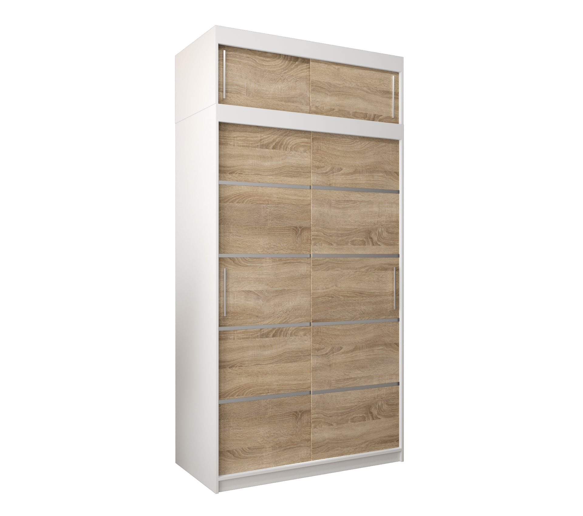 Szafa przesuwna z nadstawką garderoba Verona 1 120 x 62 x 240 cm Biały + Sonoma - Abiks Meble