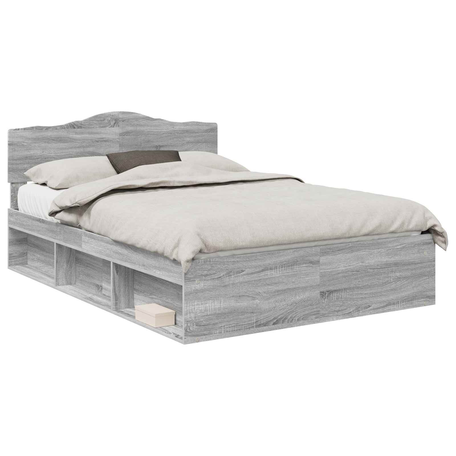 Cadre de lit Gris 140 x 190 cm Bois de pin massif - 2