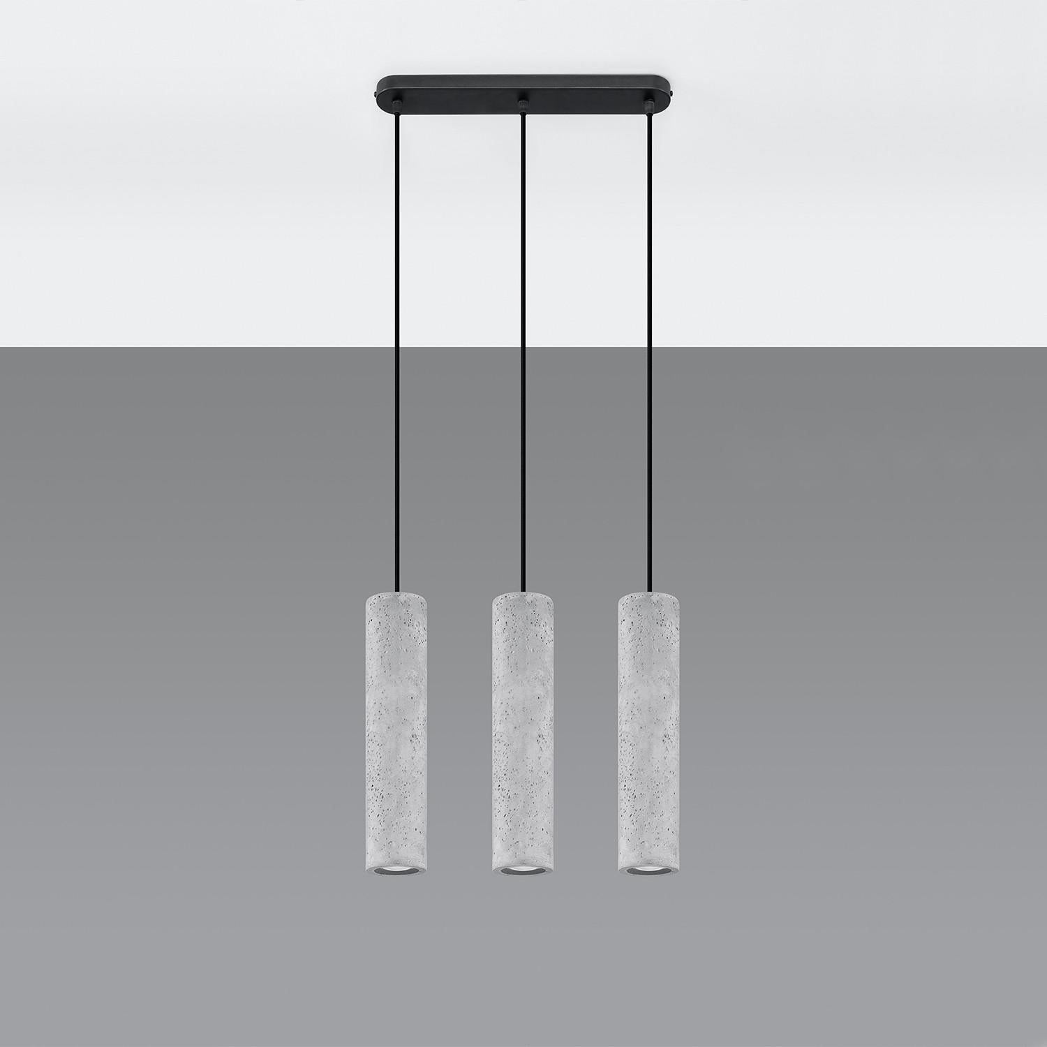 Lampa wisząca Luvo czarno-szara 3xGU10x40W wym: 100 x 40 x 40 cm beton architektoniczny Sollux Lighting