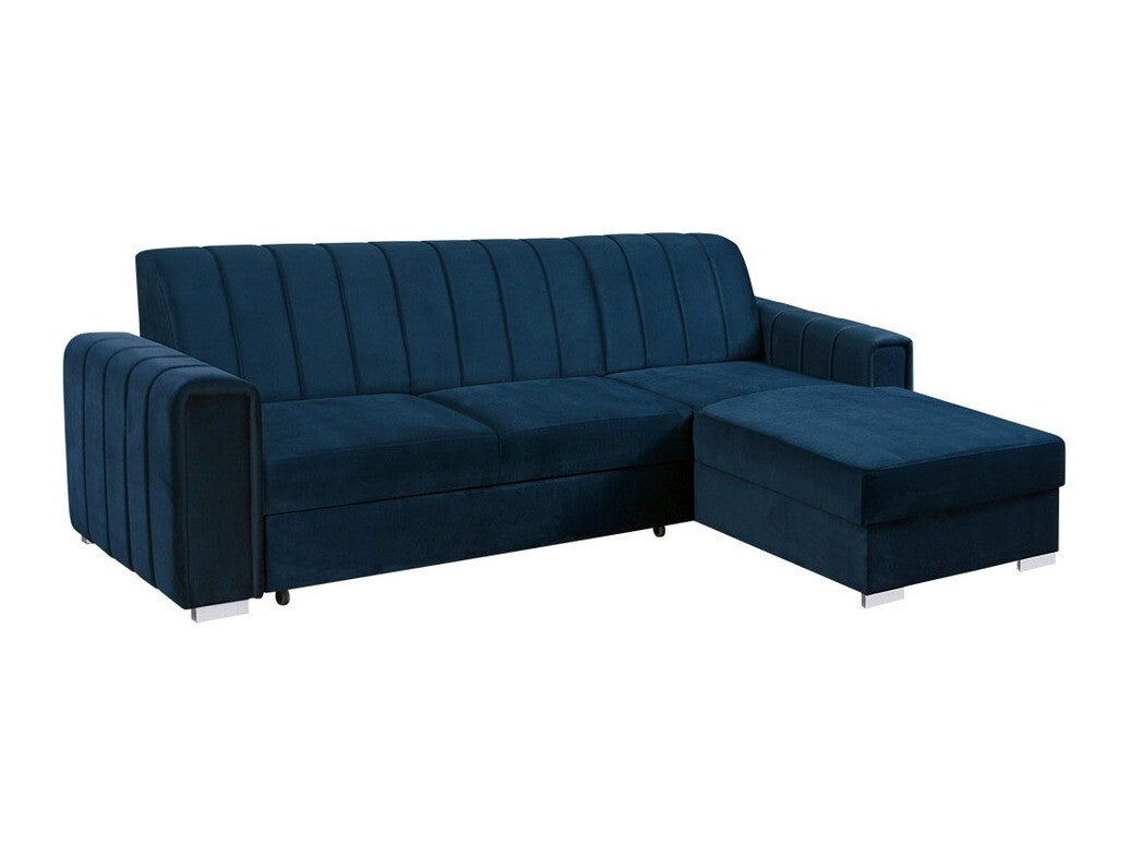 Sofá rinconero columbus 166, azul, función de descanso, caja de ropa de cama, 260x183x86cm